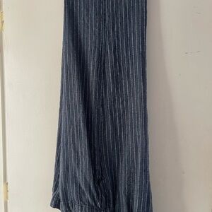 Eileen Fisher Blue Striped Linen Pants.